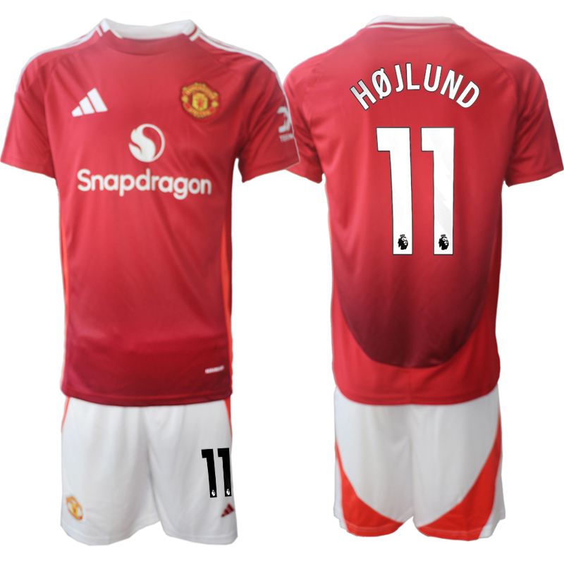Men 2024-2025 Club Manchester United home Red 11 Soccer Jersey